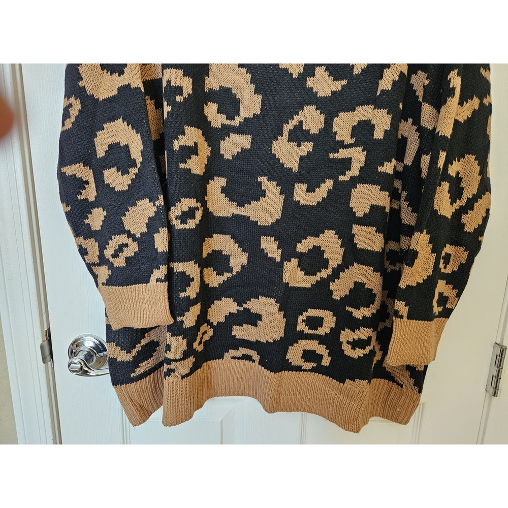 NWT Bloomchic Leopard Jacquard Cowl Neck Soft Pullover Knit Sweater, Plus 24 - Picture 4 of 9